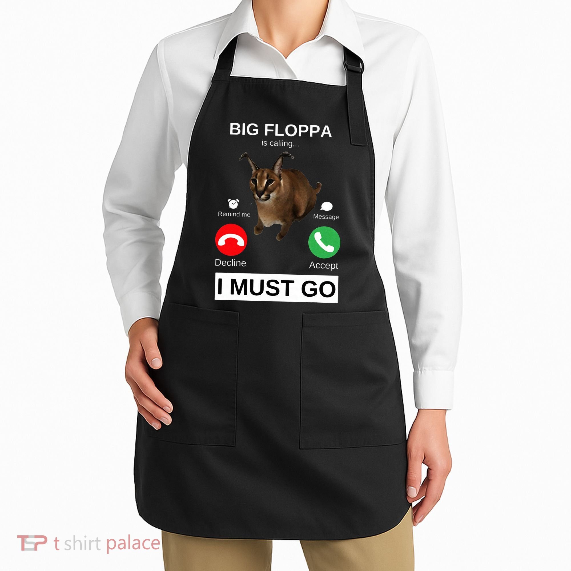 Big Floppa Is Calling Funny Caracal Big Cat Meme Apron