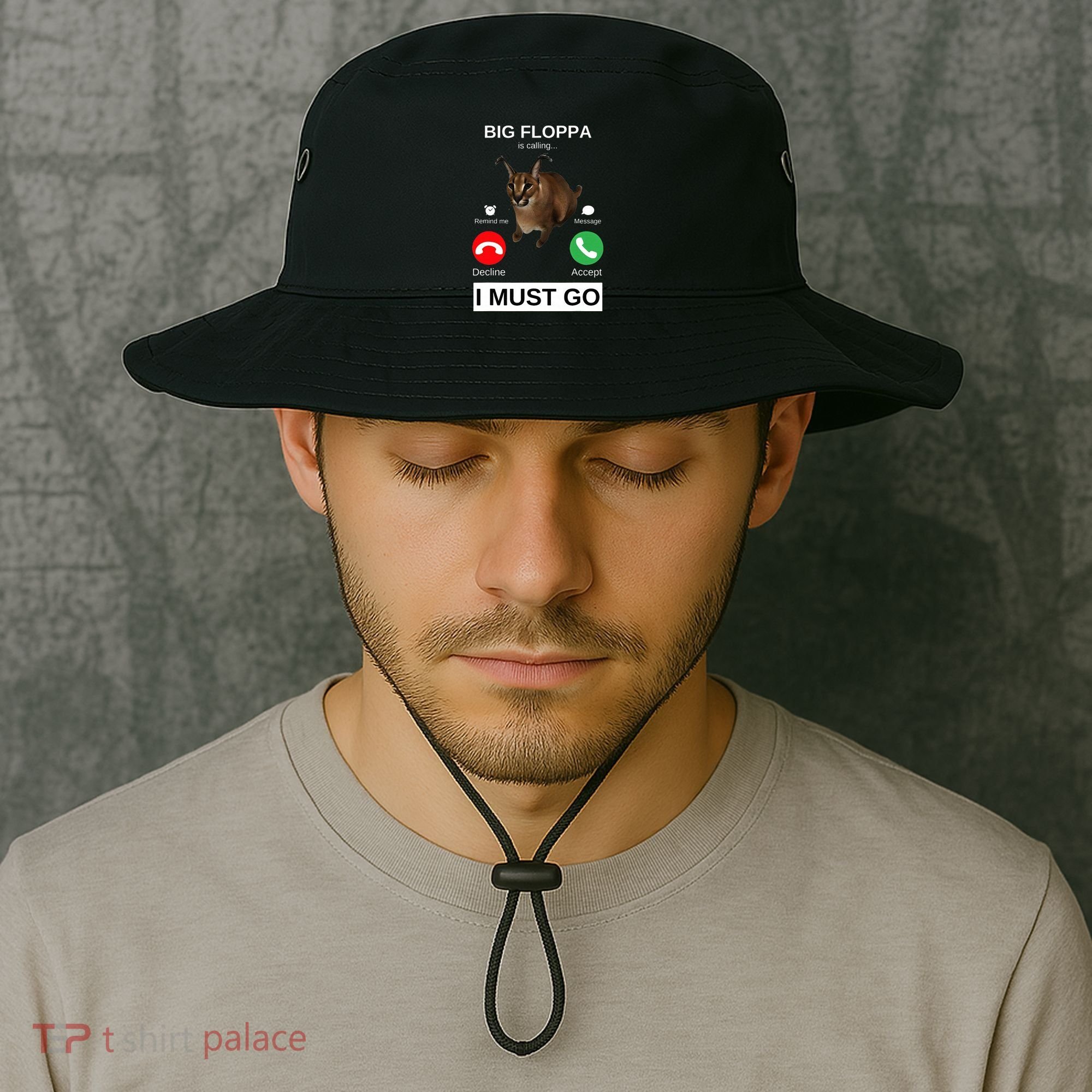 Big Floppa Is Calling Funny Caracal Big Cat Meme Bucket Hat