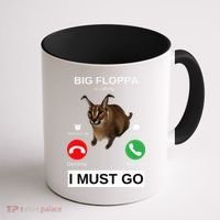 Big Floppa Is Calling Funny Caracal Big Cat Meme Coffee Mug thumb 1