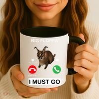 Big Floppa Is Calling Funny Caracal Big Cat Meme Coffee Mug thumb 3
