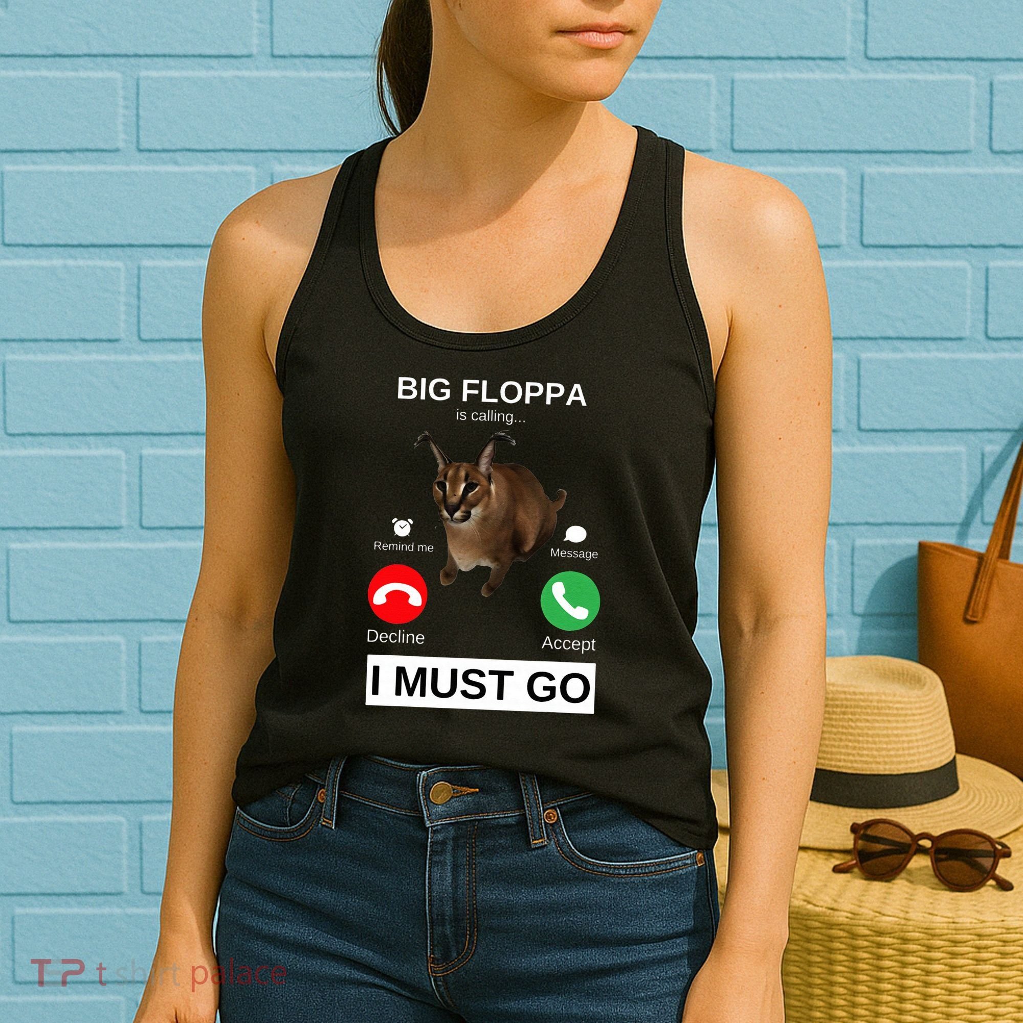 Big Floppa Is Calling Funny Caracal Big Cat Meme Women's Tank Top
