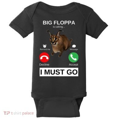 Big Floppa Is Calling Funny Caracal Big Cat Meme Baby Bodysuit