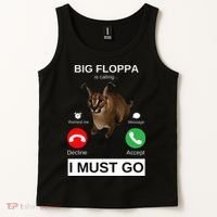 Big Floppa Is Calling Funny Caracal Big Cat Meme Tank Top thumb 2
