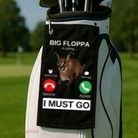 Big Floppa Is Calling Funny Caracal Big Cat Meme Golf Towel thumb 2