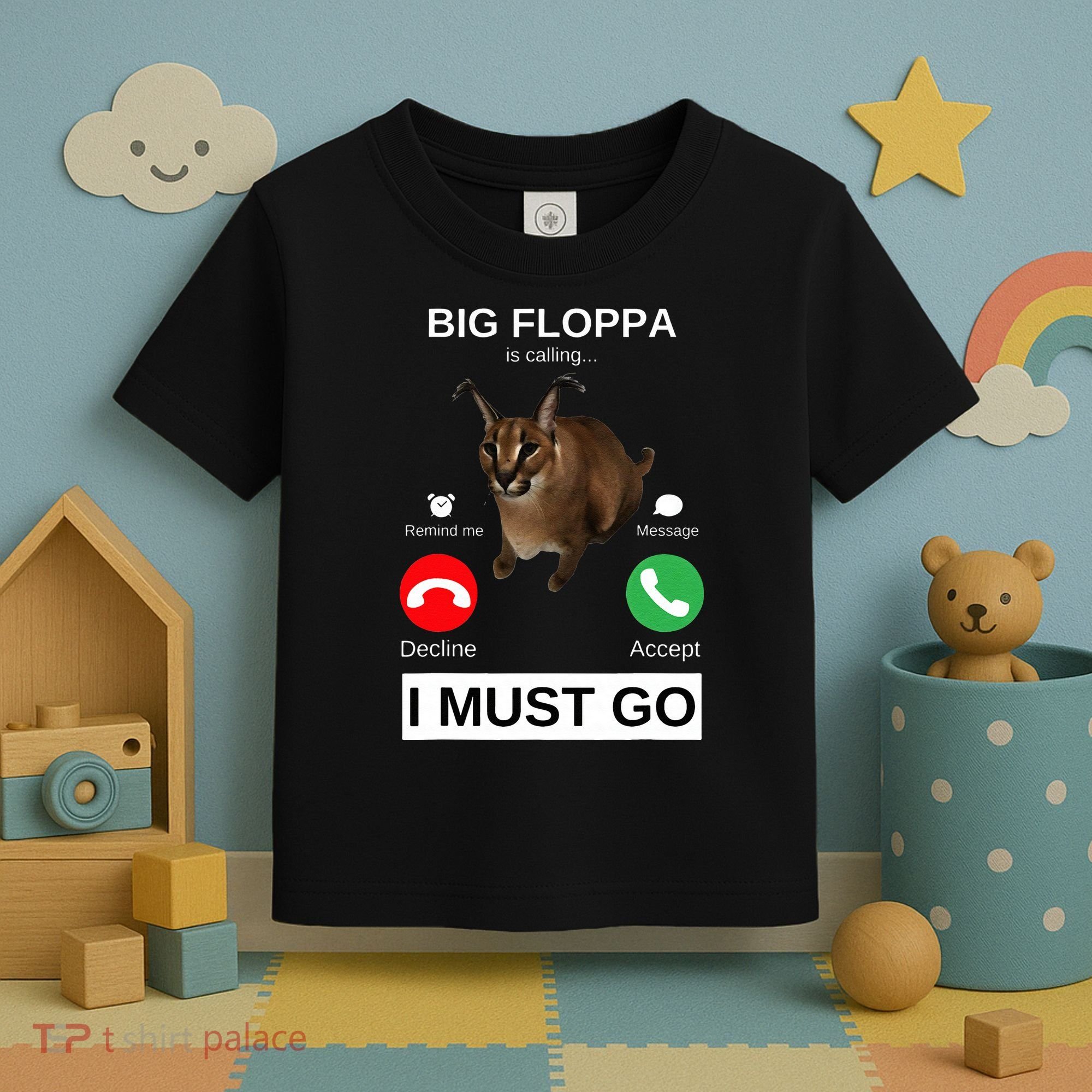 Big Floppa Is Calling Funny Caracal Big Cat Meme Toddler T-Shirt