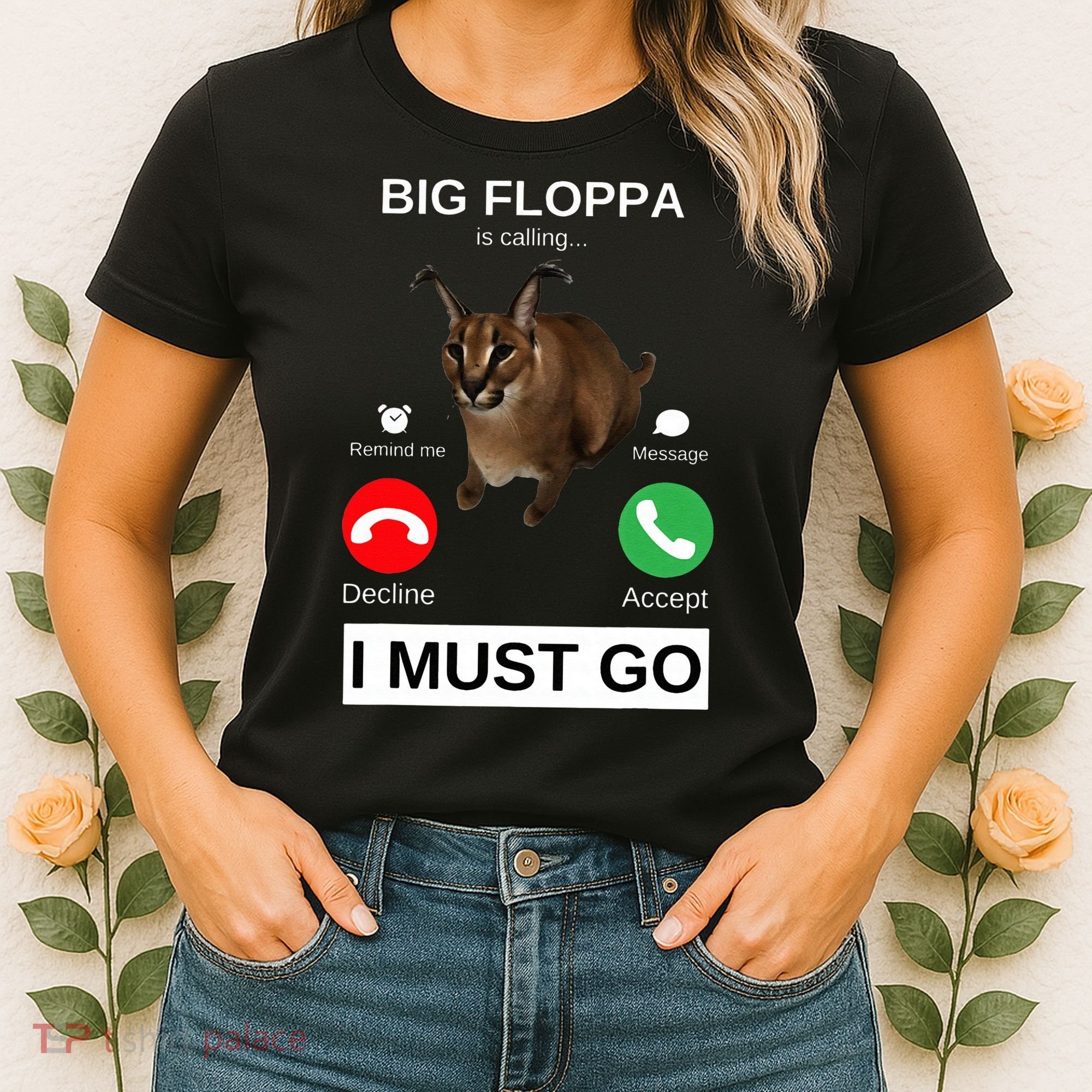 Big Floppa Is Calling Funny Caracal Big Cat Meme Women's T-Shirt