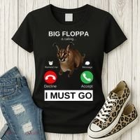 Big Floppa Is Calling Funny Caracal Big Cat Meme Women's T-Shirt thumb 3