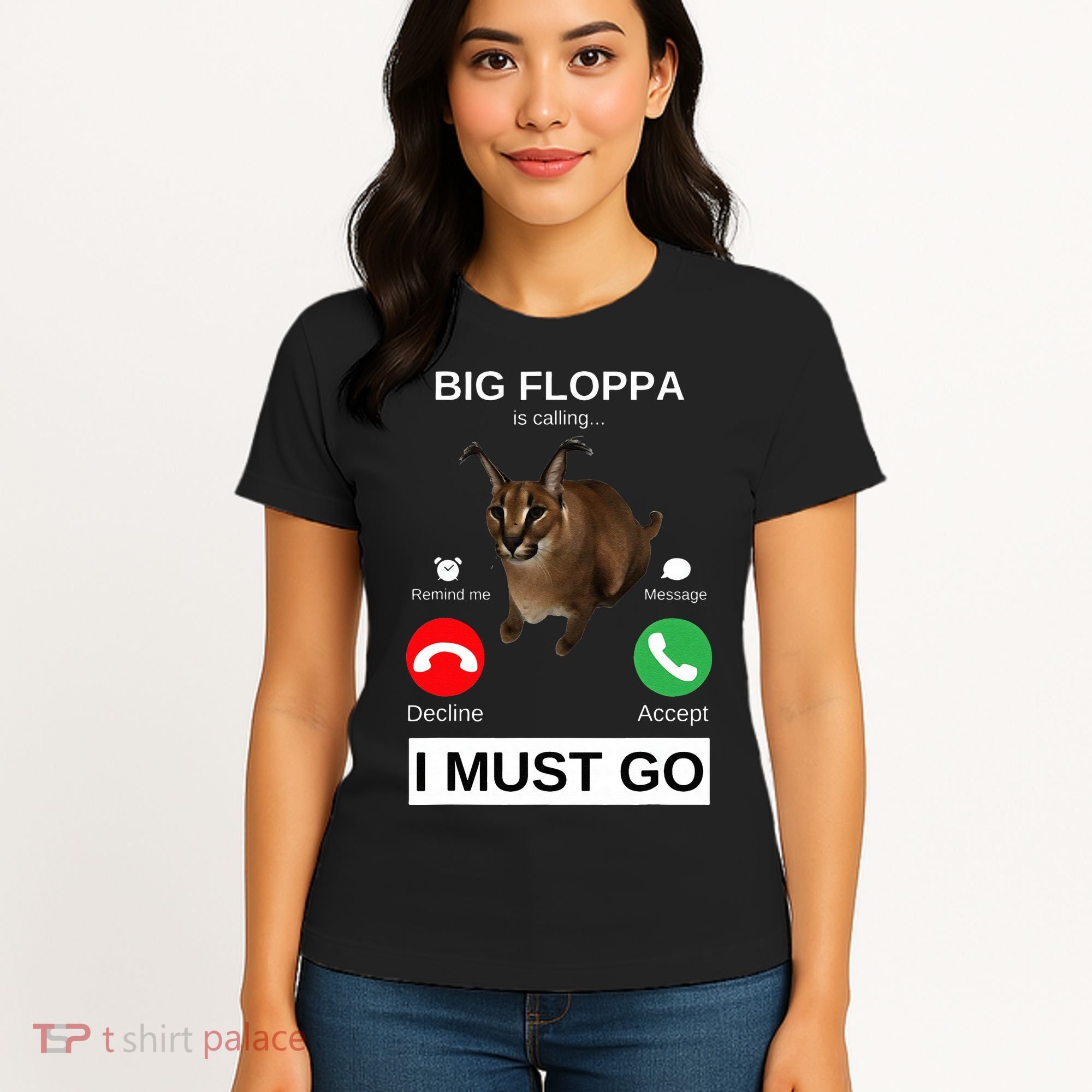 Big Floppa Is Calling Funny Caracal Big Cat Meme Women's T-Shirt