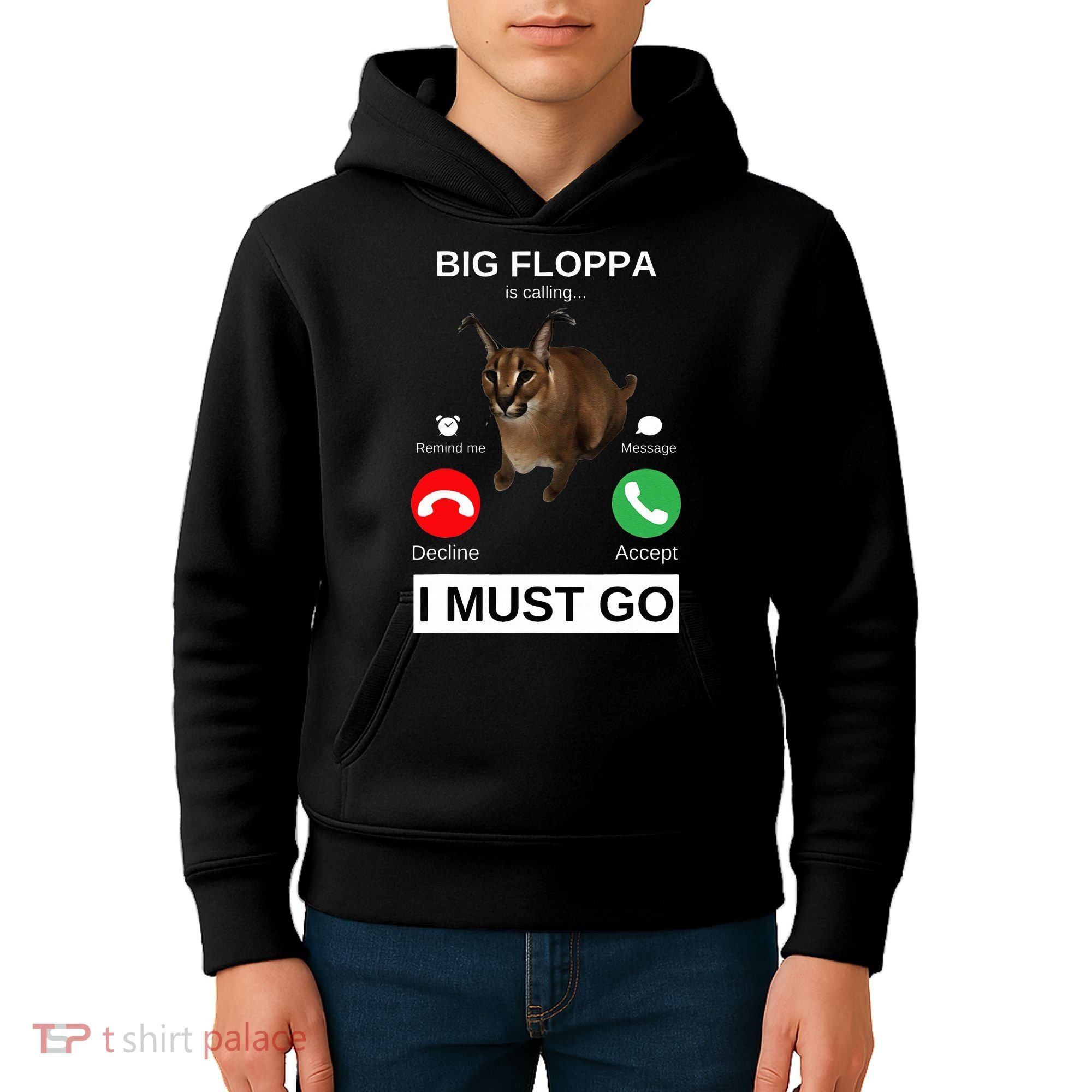 Big Floppa Is Calling Funny Caracal Big Cat Meme Kids Hoodie