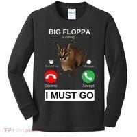 Big Floppa Is Calling Funny Caracal Big Cat Meme Kids Long Sleeve Shirt thumb 0