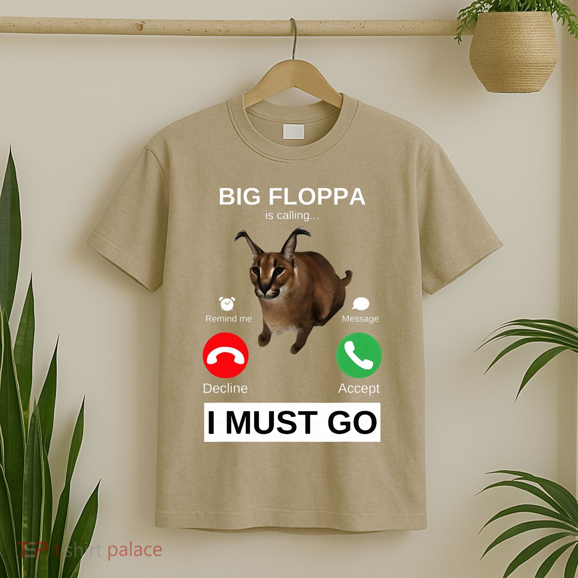 Big Floppa Is Calling Funny Caracal Big Cat Meme T-Shirt