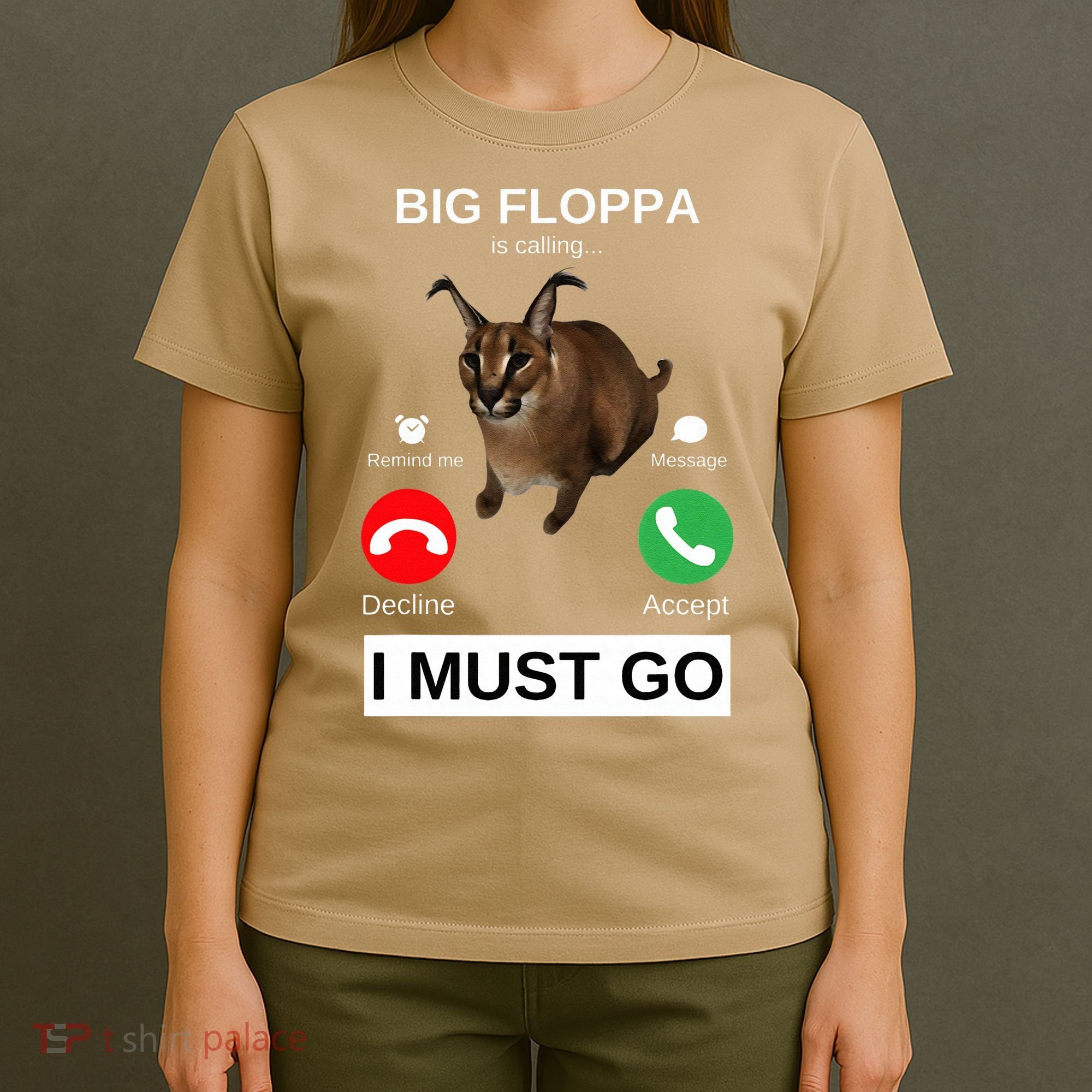 Big Floppa Is Calling Funny Caracal Big Cat Meme T-Shirt