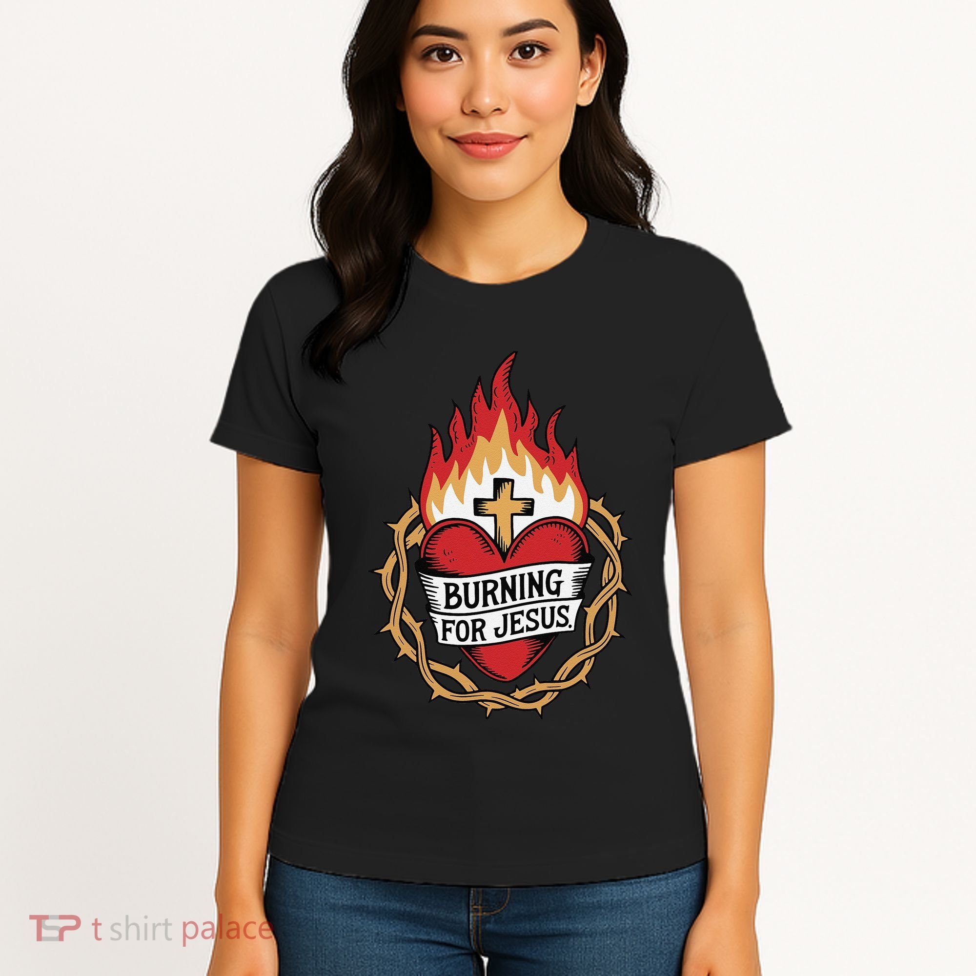 Burning For Jesus Heart Women's T-Shirt