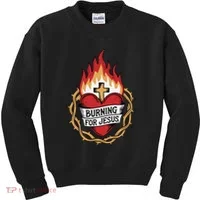 Burning For Jesus Heart Kids Sweatshirt thumb 0