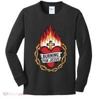 Burning For Jesus Heart Kids Long Sleeve Shirt thumb 0