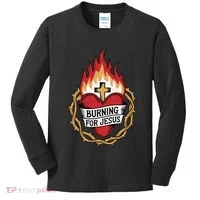 Burning For Jesus Heart Kids Long Sleeve Shirt thumb 0