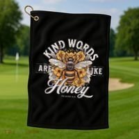 Bee Flowers Kind Words Are Like Honey Golf Towel thumb 1
