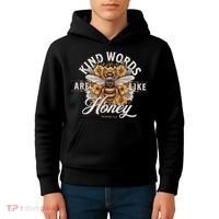 Bee Flowers Kind Words Are Like Honey Kids Hoodie thumb 4