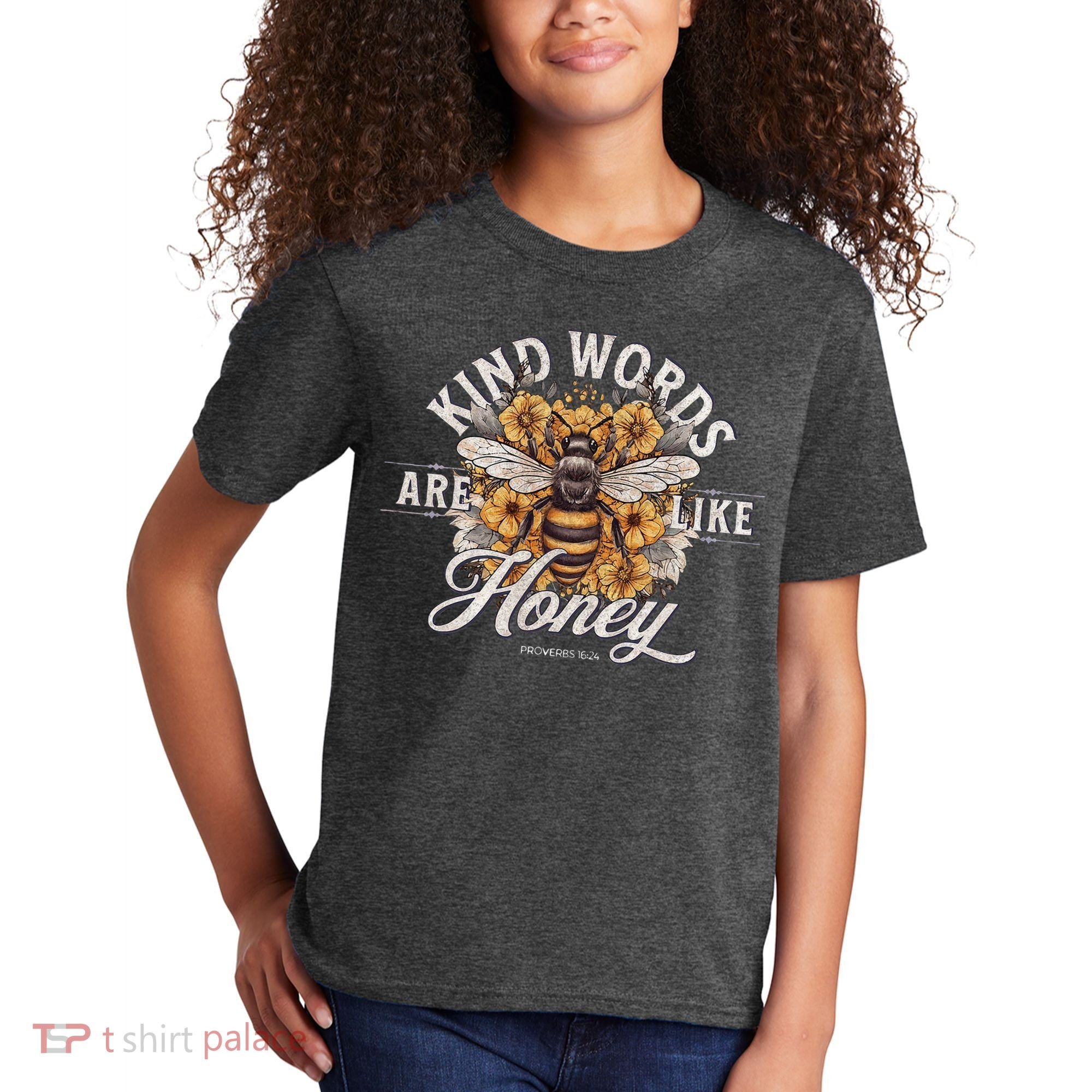 Bee Flowers Kind Words Are Like Honey Kids T-Shirt
