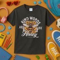 Bee Flowers Kind Words Are Like Honey Kids T-Shirt thumb 3