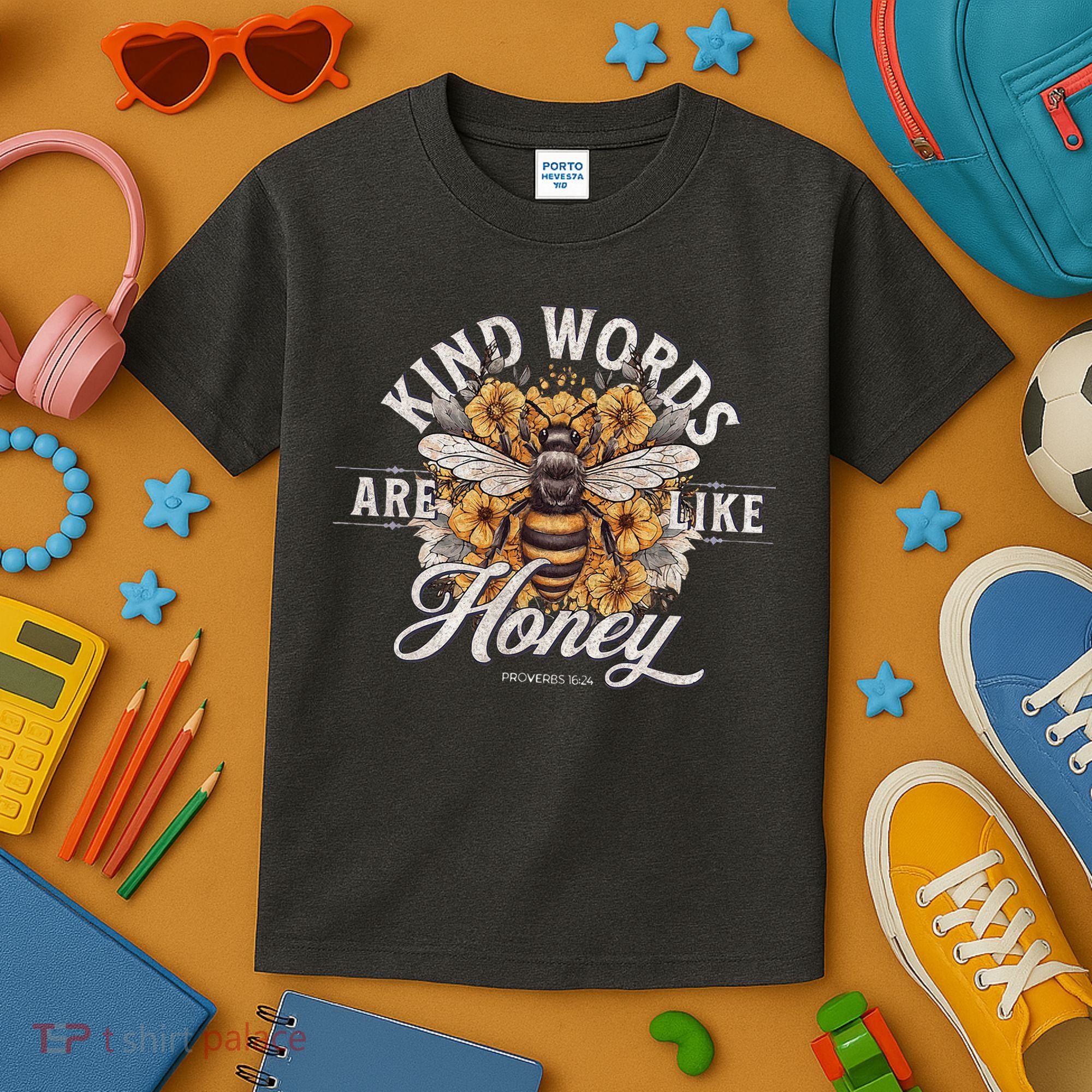 Bee Flowers Kind Words Are Like Honey Kids T-Shirt