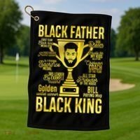 Black Father King Father's Day Juneteenth Black Dad Papa Gift Golf Towel thumb 1