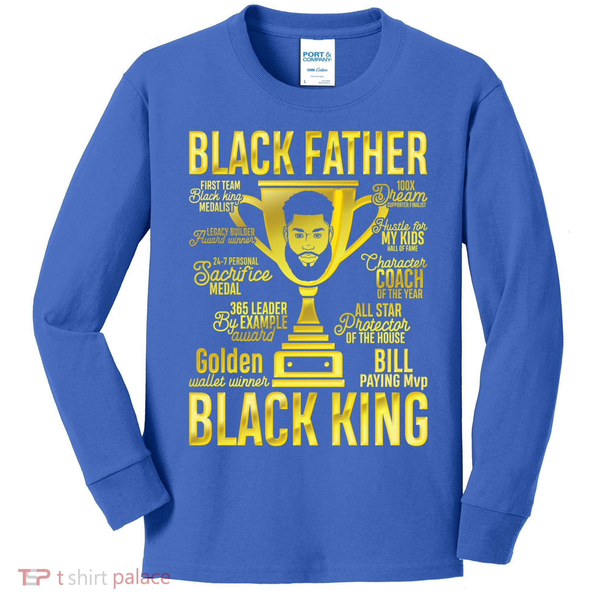 Black Father King Father's Day Juneteenth Black Dad Papa Gift Kids Long Sleeve Shirt