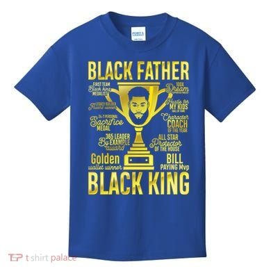Black Father King Father's Day Juneteenth Black Dad Papa Gift Kids T-Shirt