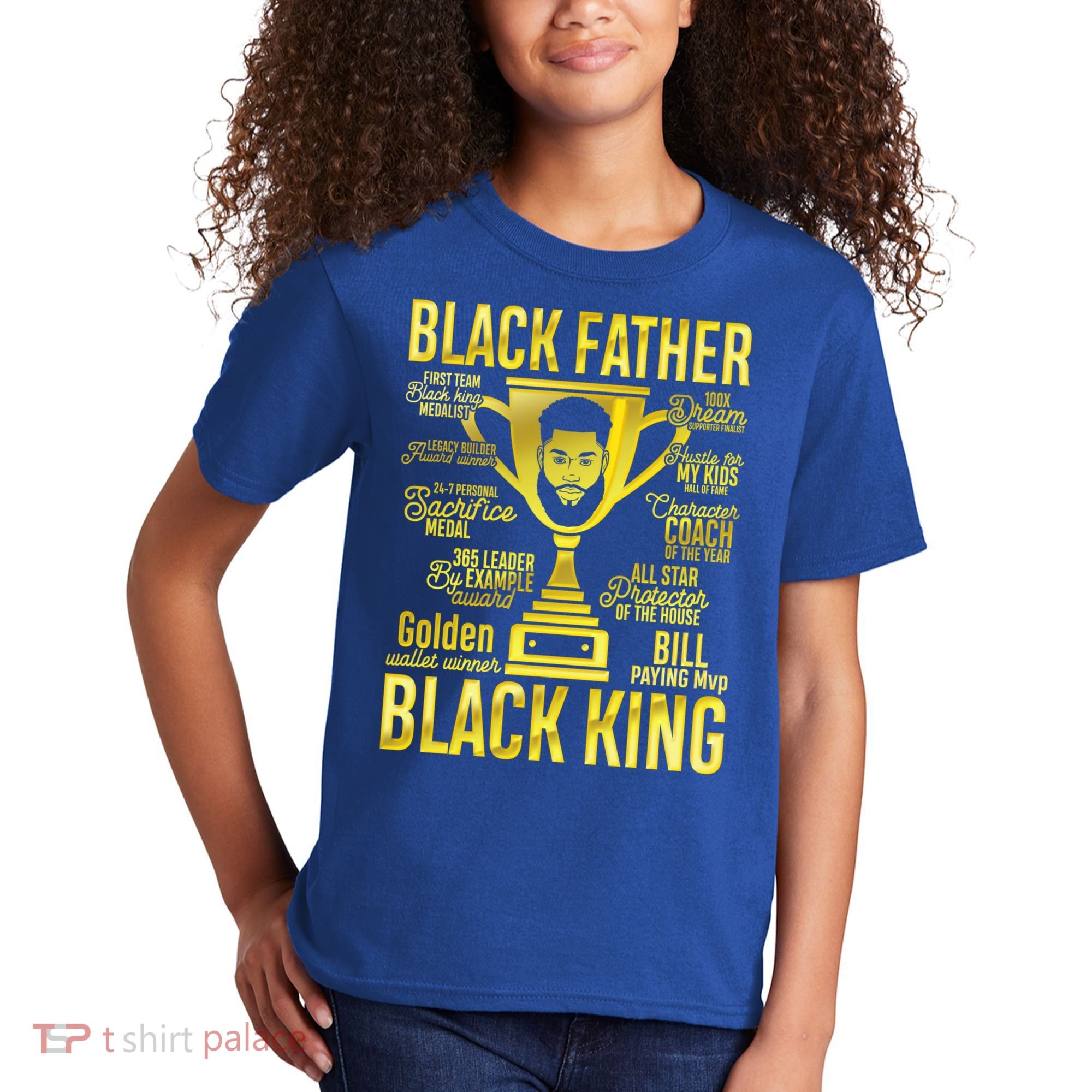 Black Father King Father's Day Juneteenth Black Dad Papa Gift Kids T-Shirt