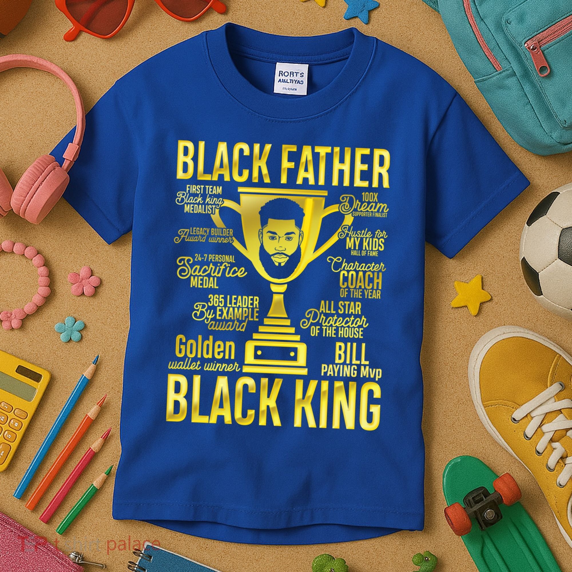 Black Father King Father's Day Juneteenth Black Dad Papa Gift Kids T-Shirt