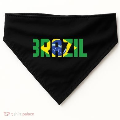 Brazil Flag Lettering Bold Graphic Apparel USA-Made Doggie Bandana