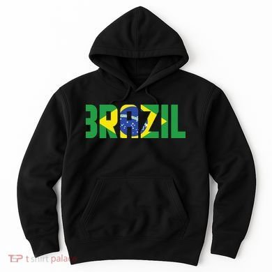 Brazil Flag Lettering Bold Graphic Apparel Hoodie
