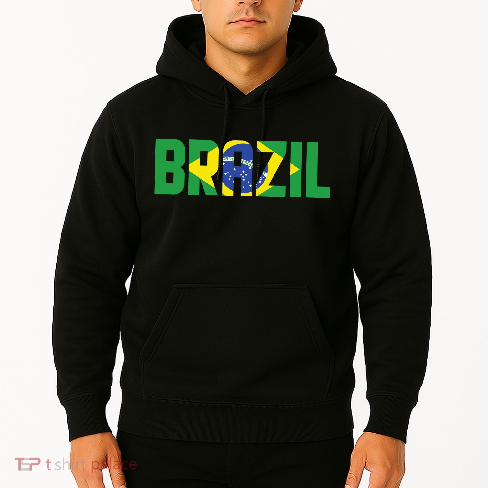Brazil Flag Lettering Bold Graphic Apparel Hoodie