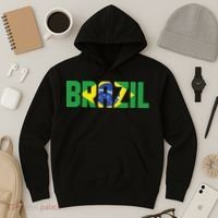 Brazil Flag Lettering Bold Graphic Apparel Hoodie thumb 3