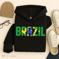 Brazil Flag Lettering Bold Graphic Apparel Hoodie thumb 4