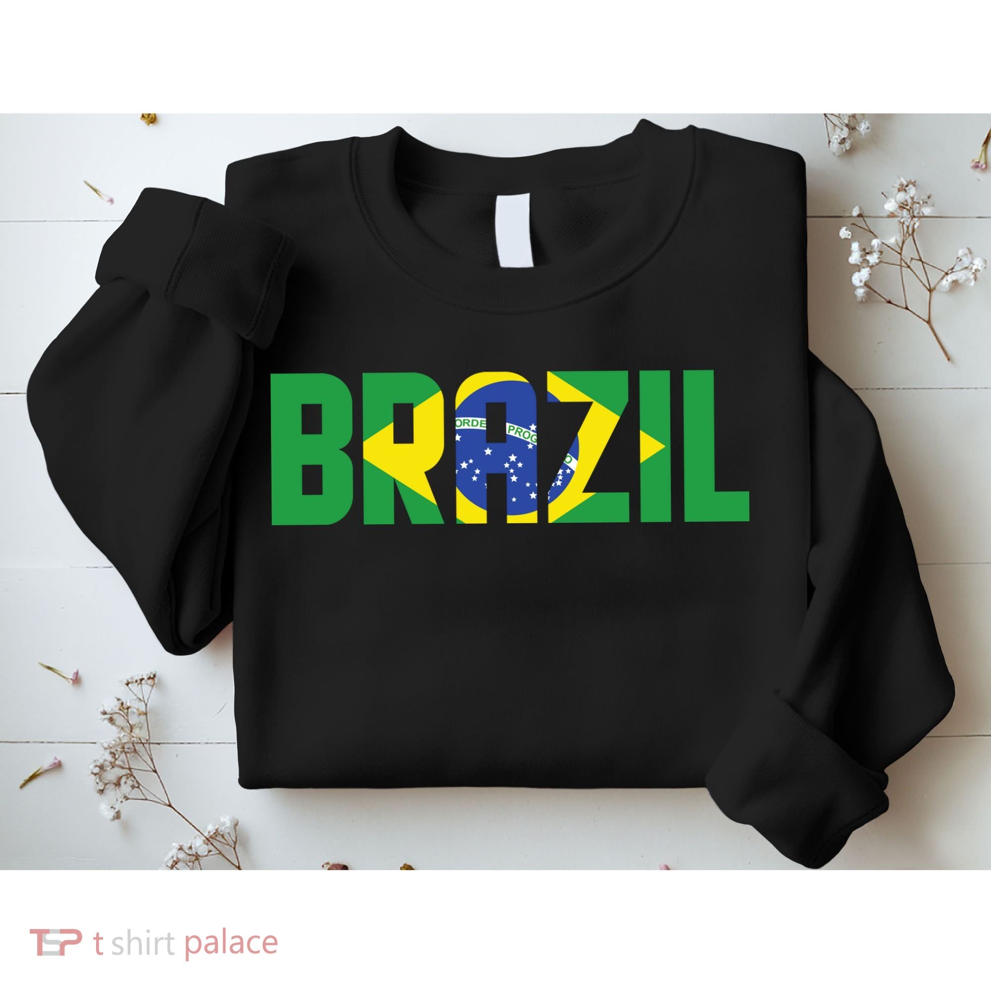 Brazil Flag Lettering Bold Graphic Apparel Sweatshirt