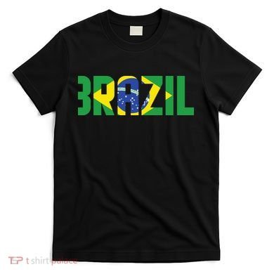 Brazil Flag Lettering Bold Graphic Apparel T-Shirt