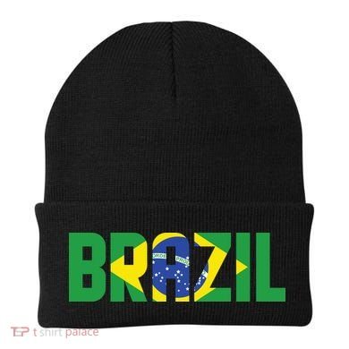 Brazil Flag Lettering Bold Graphic Apparel Beanie