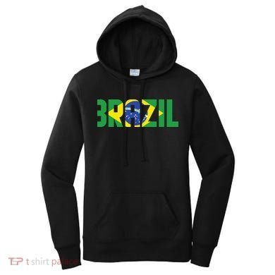 Brazil Flag Lettering Bold Graphic Apparel Women's Hoodie