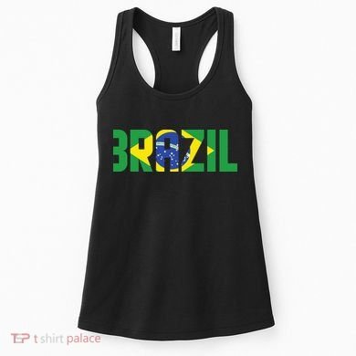 Brazil Flag Lettering Bold Graphic Apparel Women's Tank Top