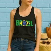 Brazil Flag Lettering Bold Graphic Apparel Women's Tank Top thumb 2