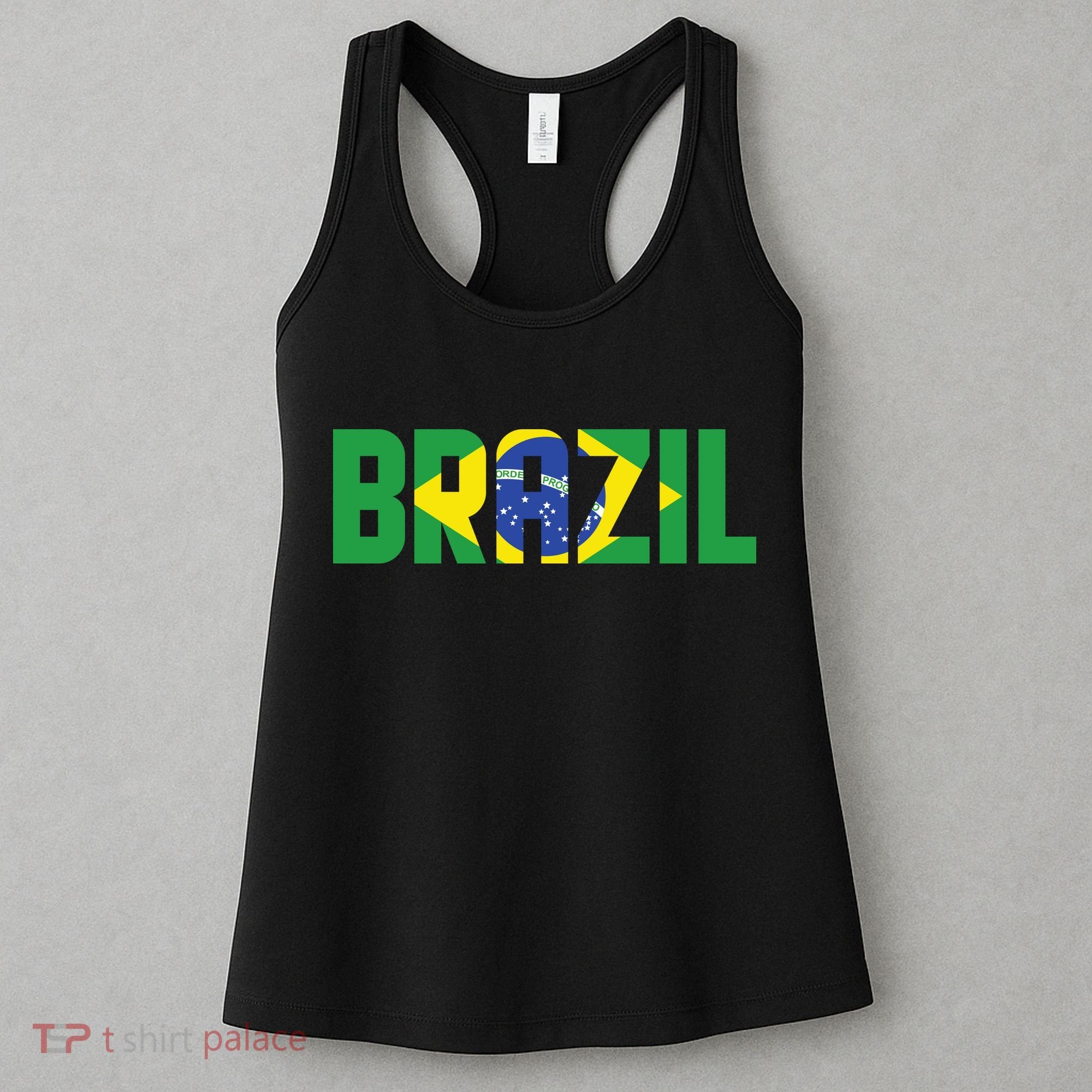 Brazil Flag Lettering Bold Graphic Apparel Women's Tank Top
