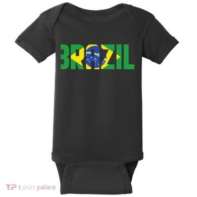 Brazil Flag Lettering Bold Graphic Apparel Baby Bodysuit
