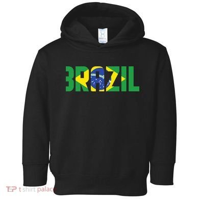 Brazil Flag Lettering Bold Graphic Apparel Toddler Hoodie