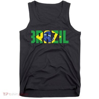 Brazil Flag Lettering Bold Graphic Apparel Tank Top