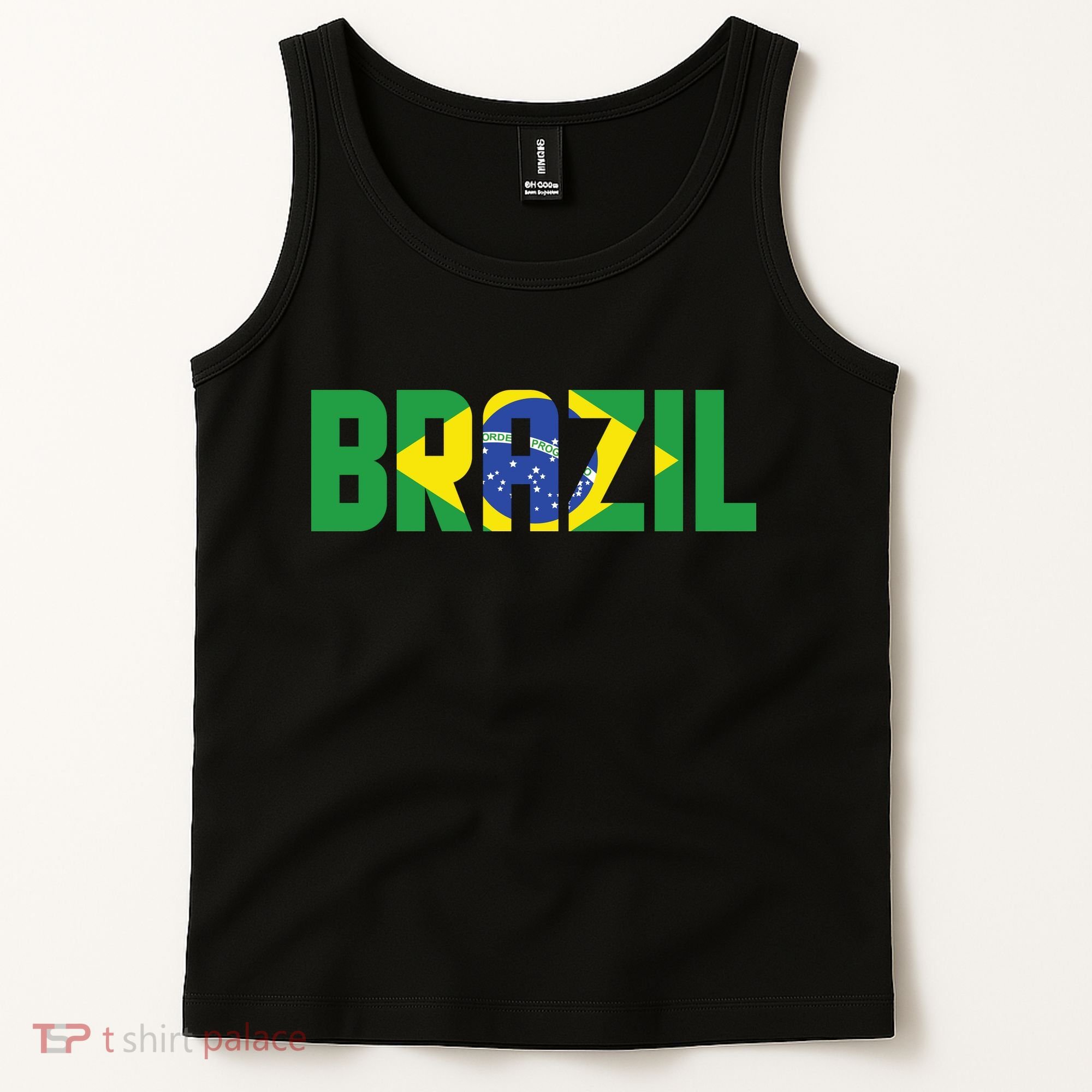 Brazil Flag Lettering Bold Graphic Apparel Tank Top