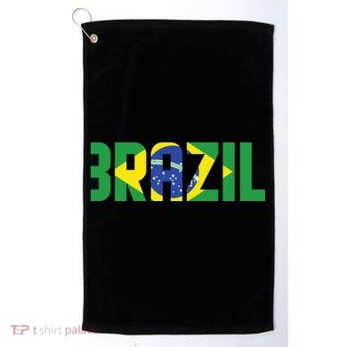 Brazil Flag Lettering Bold Graphic Apparel Golf Towel