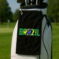 Brazil Flag Lettering Bold Graphic Apparel Golf Towel thumb 2