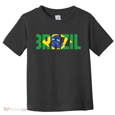 Brazil Flag Lettering Bold Graphic Apparel Toddler T-Shirt