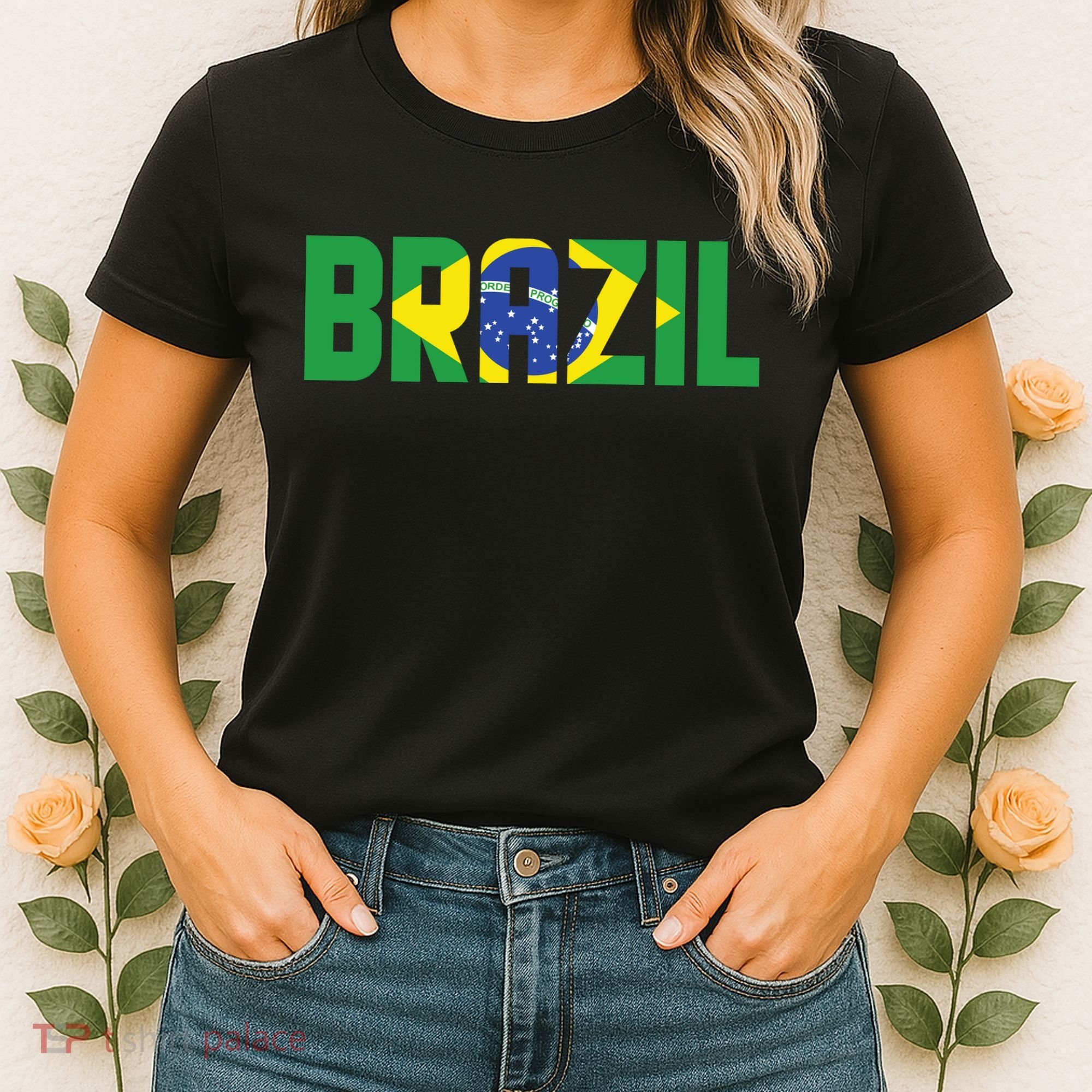 Brazil Flag Lettering Bold Graphic Apparel Women's T-Shirt
